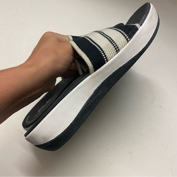 Clarks cloudsteppers comfort slip on sandals slides Arla Hollis Black stretchy 9 - Picture 5 of 11